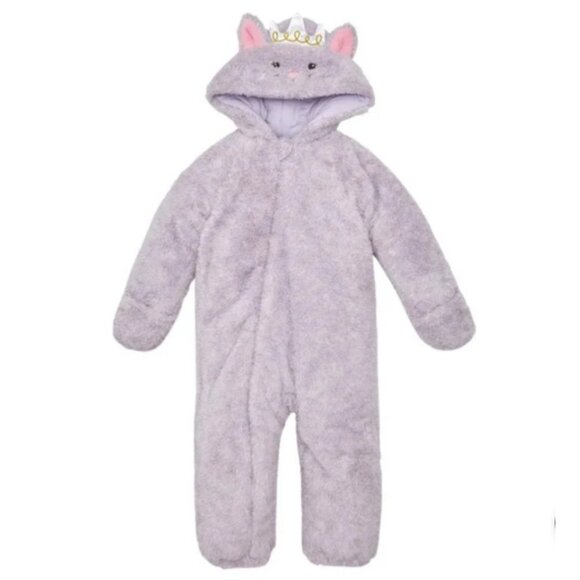 Koala Baby 6-9 m Purple Snowsuit Cat Hooded 1-Piece Plush Pram Faux Fur Bunting - Picture 1 of 4